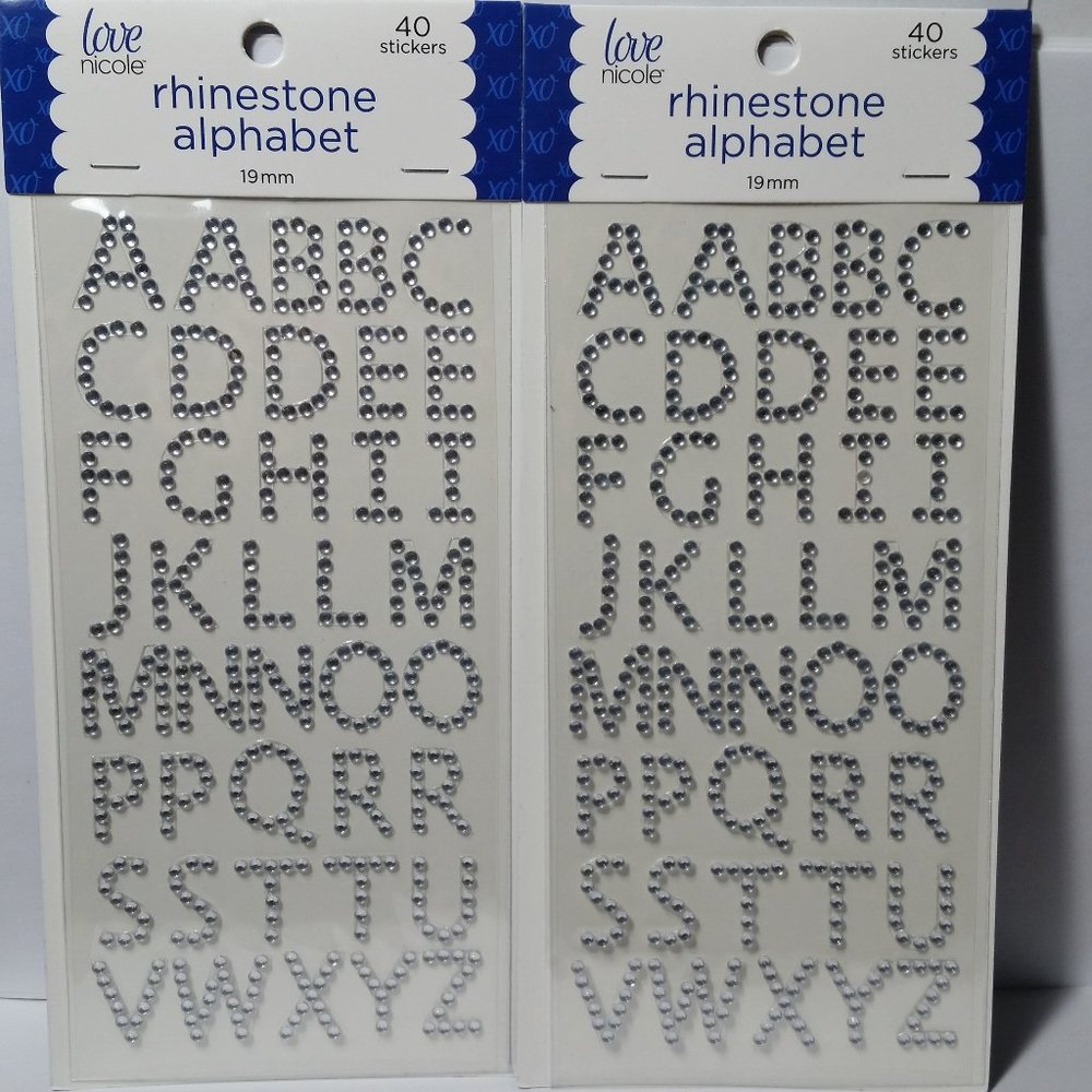 Rhinestone Alphabet Stickers 19mm 2 Sheets